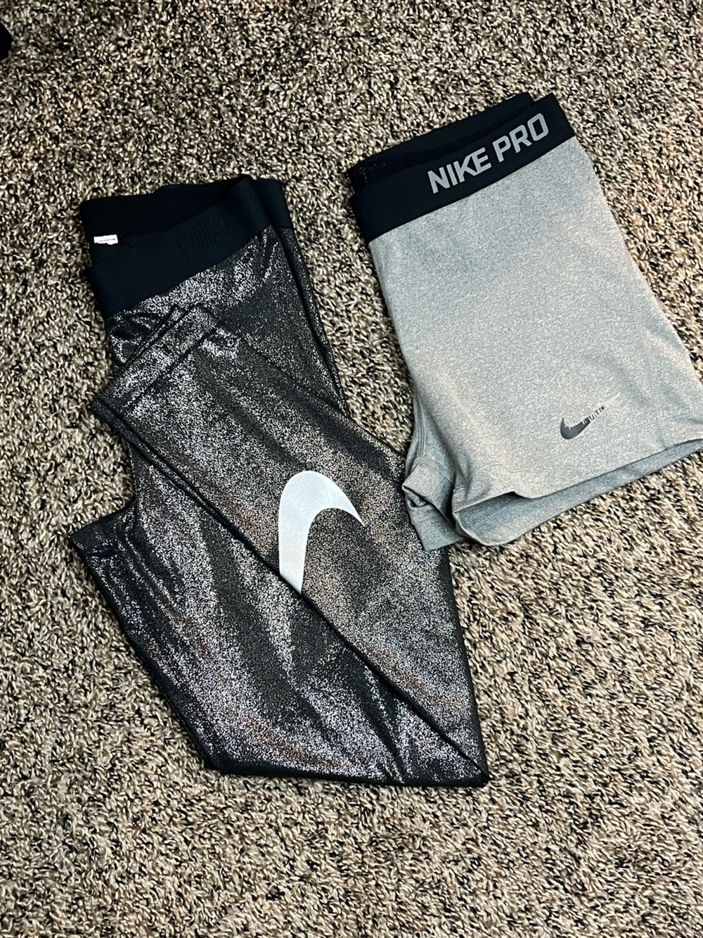 Nike Pro Dri-FIT Leggings & Compression Shorts Bundle | Gray & Black - Picture 2 of 15